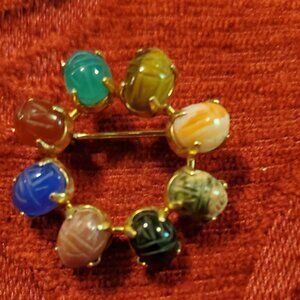 Vintage Multistone Scarab Brooch